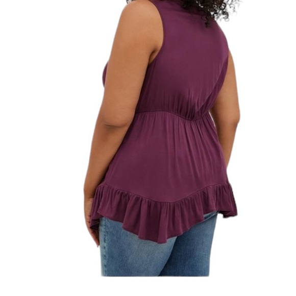 Torrid Boho Sleeveless Stretch Challis Lace Up Tank - Picture 4 of 15